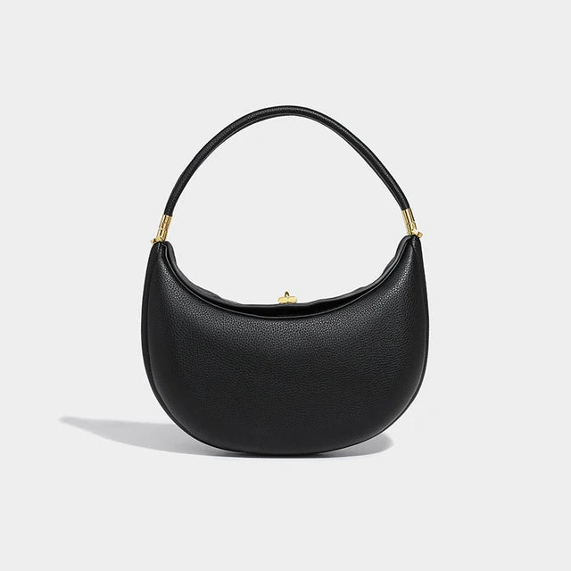 Bolso pequeño de hombro para mujer en piel suave, con forma de media luna