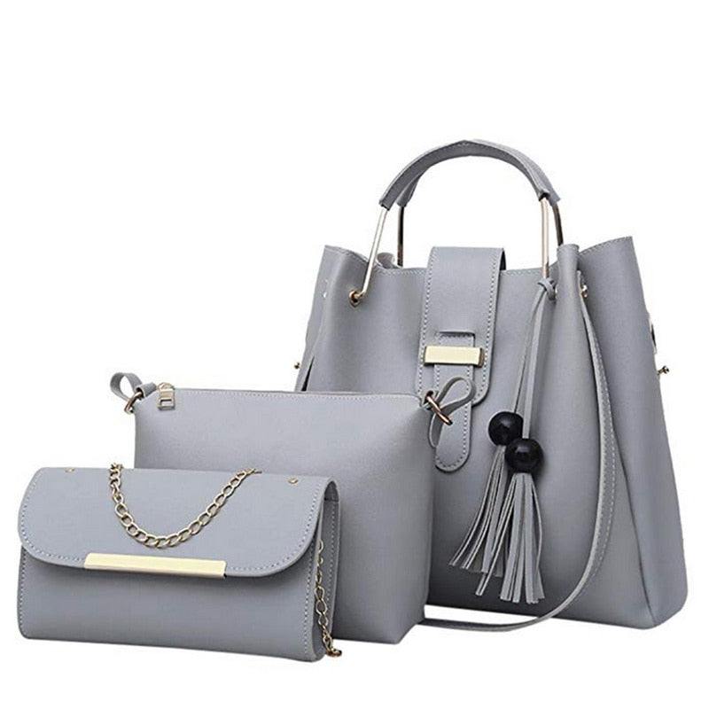 Conjunto de 3 bolsos Laamei de piel sintética para mujer con detalle de borla
