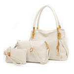 Conjunto de 3 piezas de piel sintética para mujer: bolso de mano, bandolera y monedero