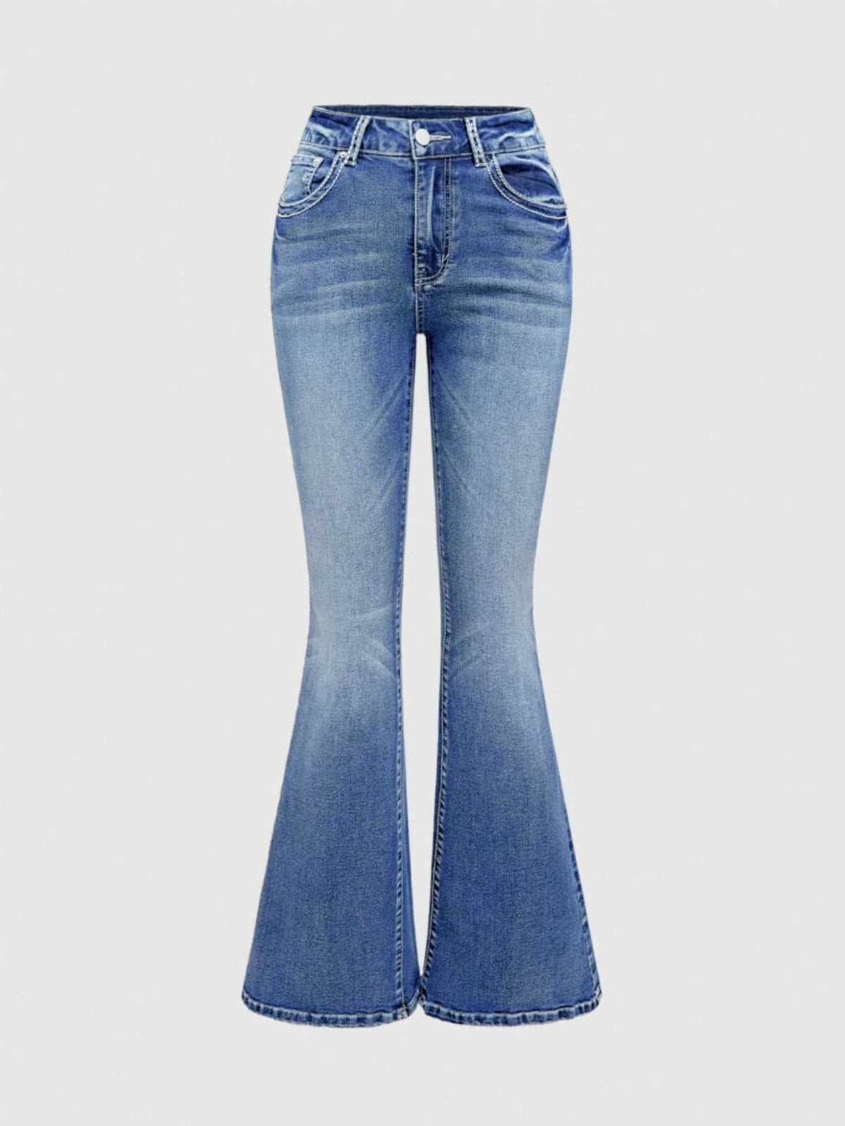 Blue Denim Long Pants with Embroidery Design