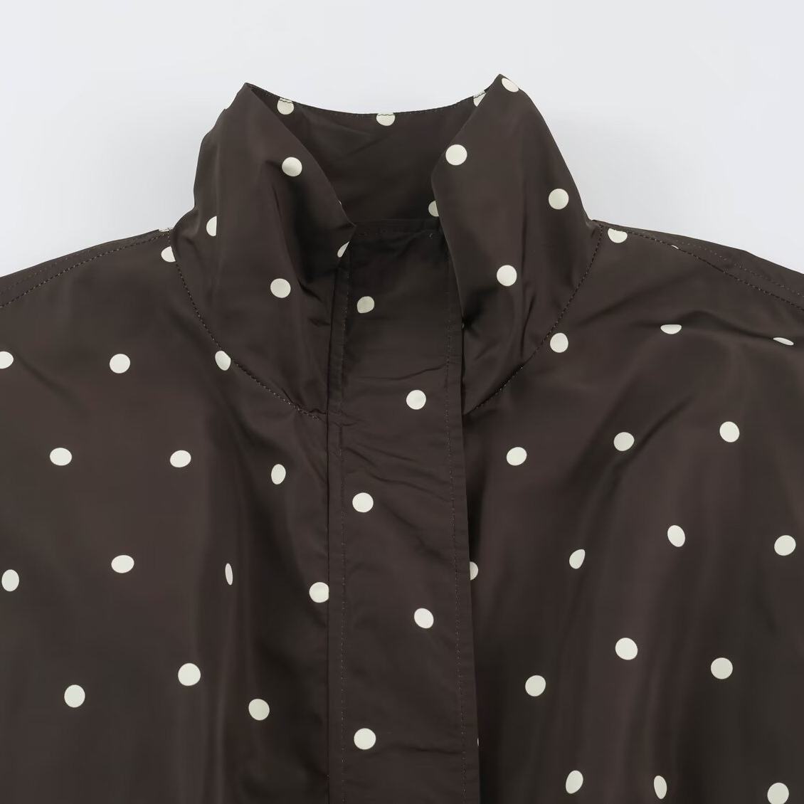 Polka dot stand up collar jacket