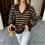 Polo collar striped sweater
