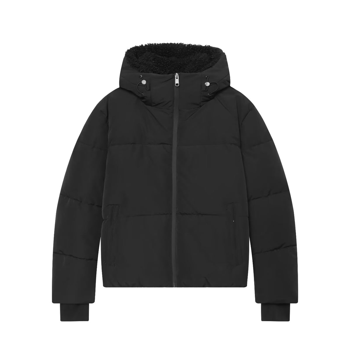 Loose zipper hooded cotton jacket for women