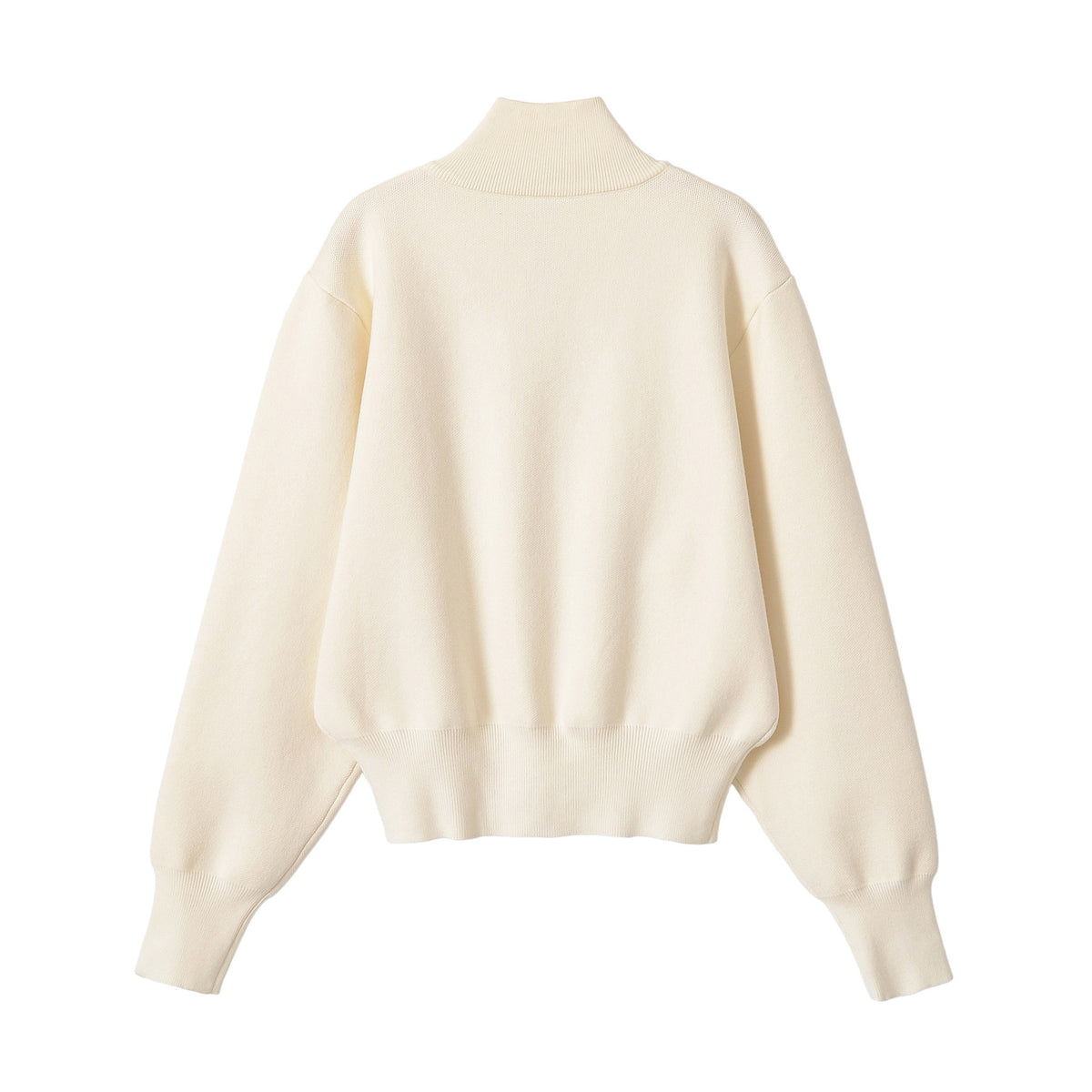 Stand up collar solid color zipper sweater