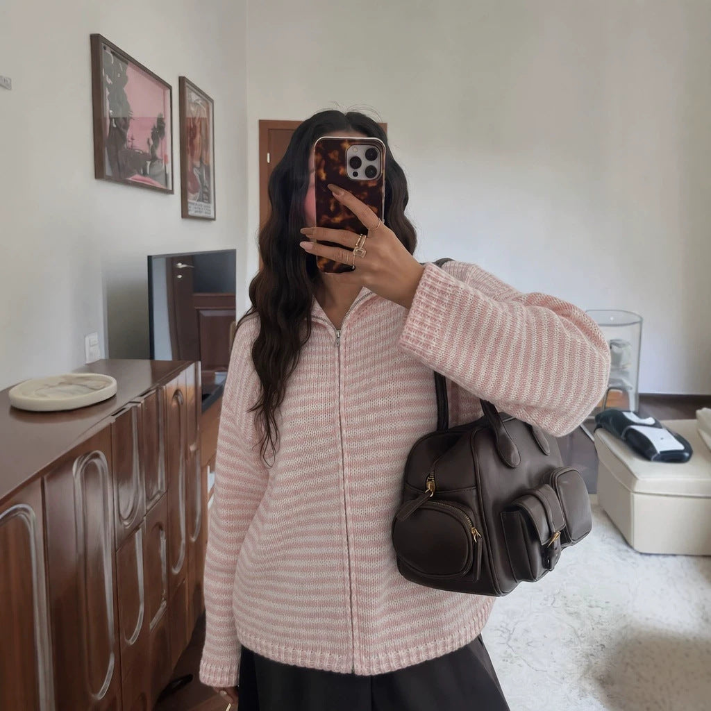 Contrasting striped sweater