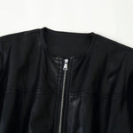 Loose imitation leather bubble sleeve jacket