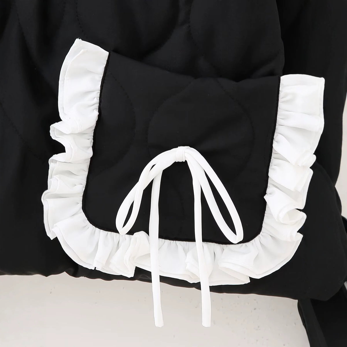 Bow tie pocket cotton jacket women's clothing