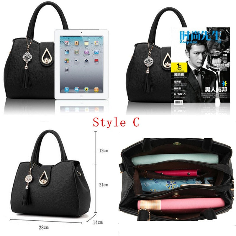 Bolso de mano y bandolera para mujer con bordado y asa superior