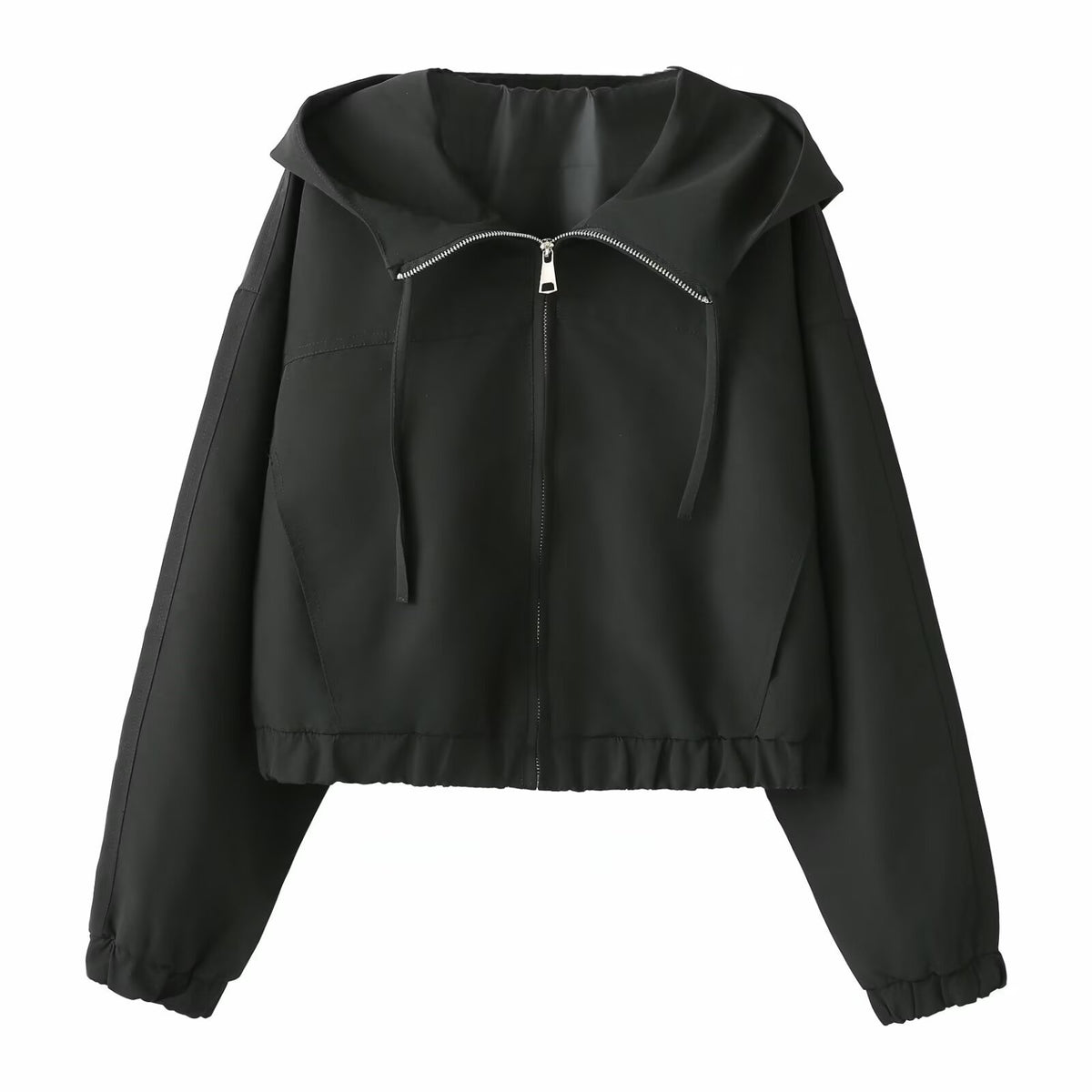 Zipper embellished hooded jacket for women's clothing