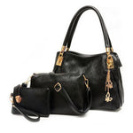 Conjunto de 3 piezas de piel sintética para mujer: bolso de mano, bandolera y monedero