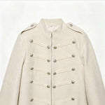 Buckle decoration coarse floral Napoleon coat for women