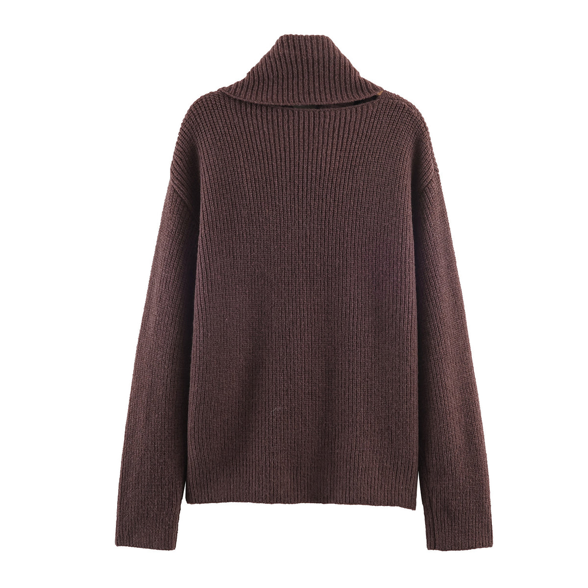 Solid color pullover knitted sweater
