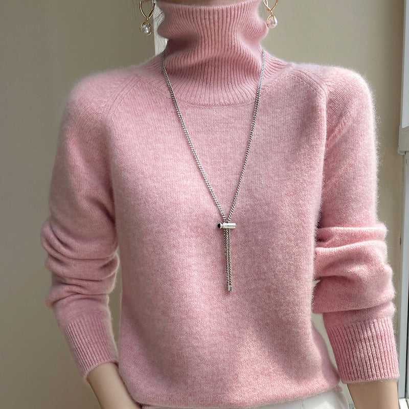 Women's Turtleneck Knit Sweater, Loose Fit Thickened Soft Pullover, Relaxed Style Long Sleeve Top