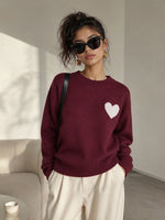 Round neck heart-shaped loose women's sweater