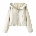 Zipper embellished hooded jacket for women's clothing