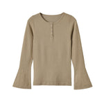 Horn long sleeved round neck knitted sweater for women