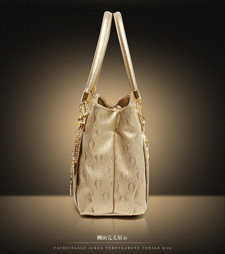 Conjunto de 3 piezas de piel sintética para mujer: bolso de mano, bandolera y monedero