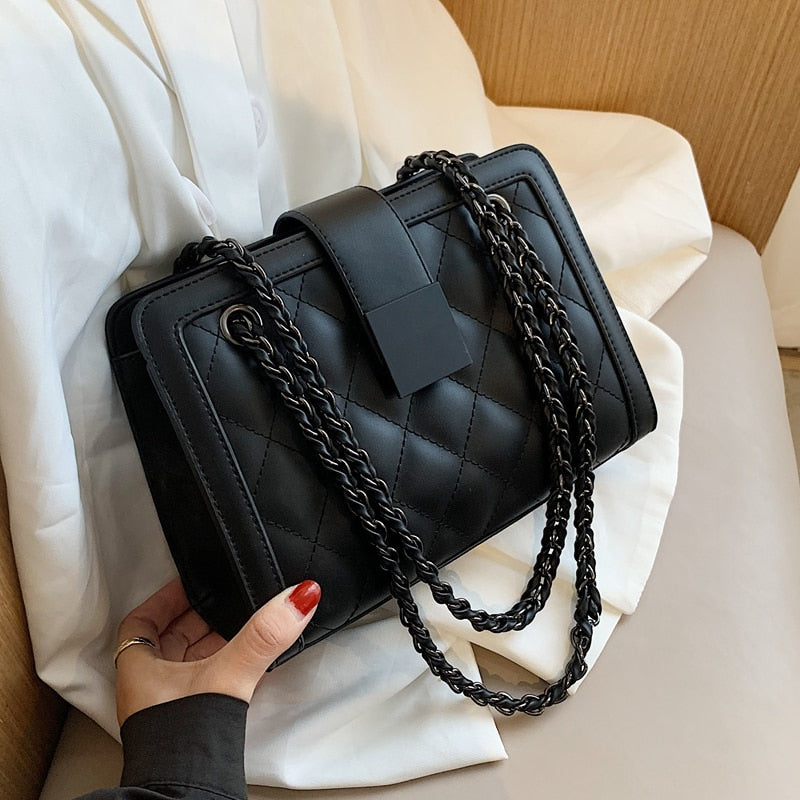 Bolso bandolera pequeño de piel sintética para mujer con cadena