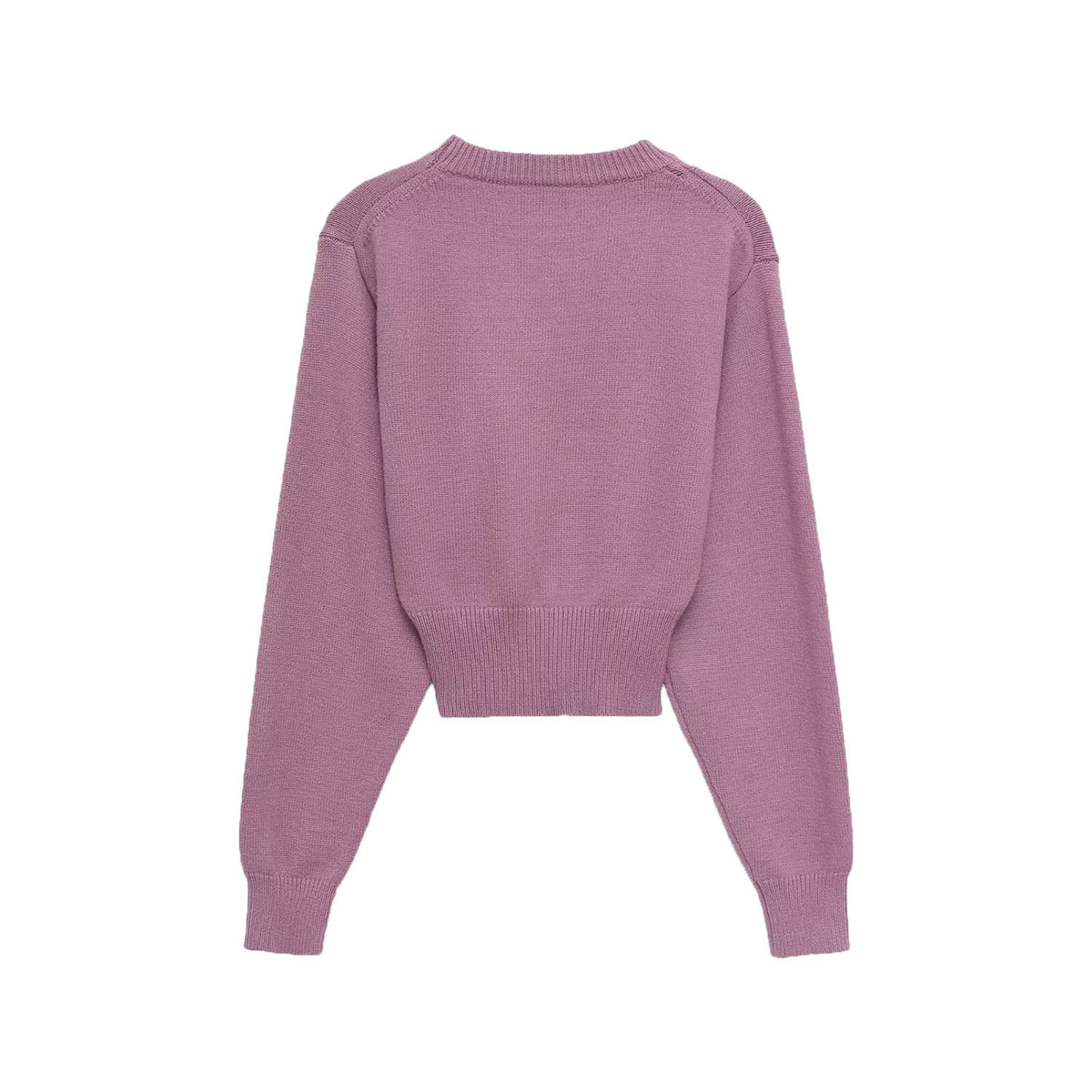 Round neck long sleeved flat needle knitted sweater