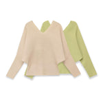 Long sleeved V-neck solid color simple knit sweater