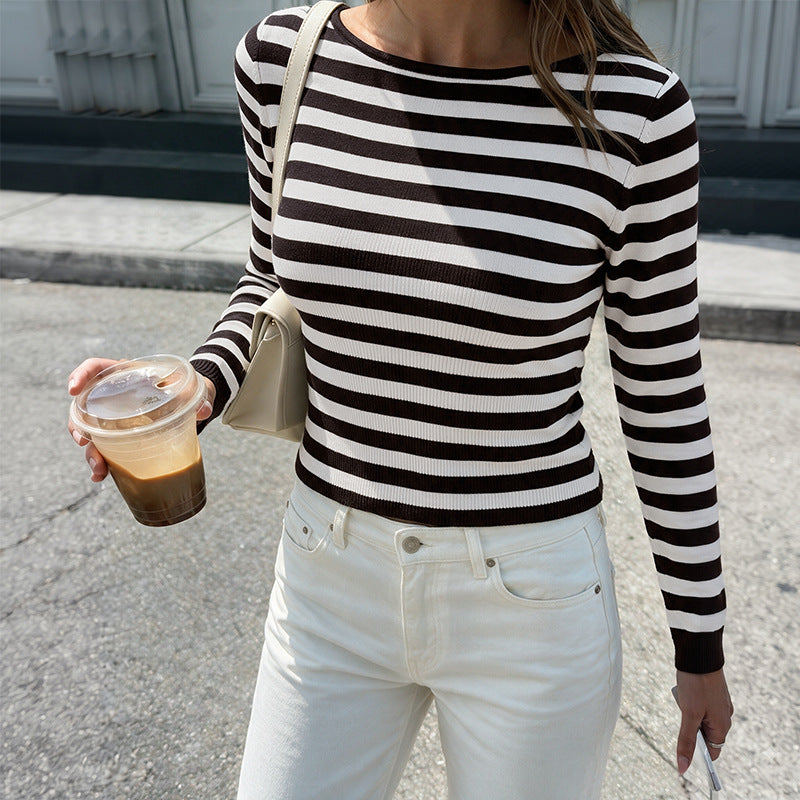 Striped slim fit sweater for women