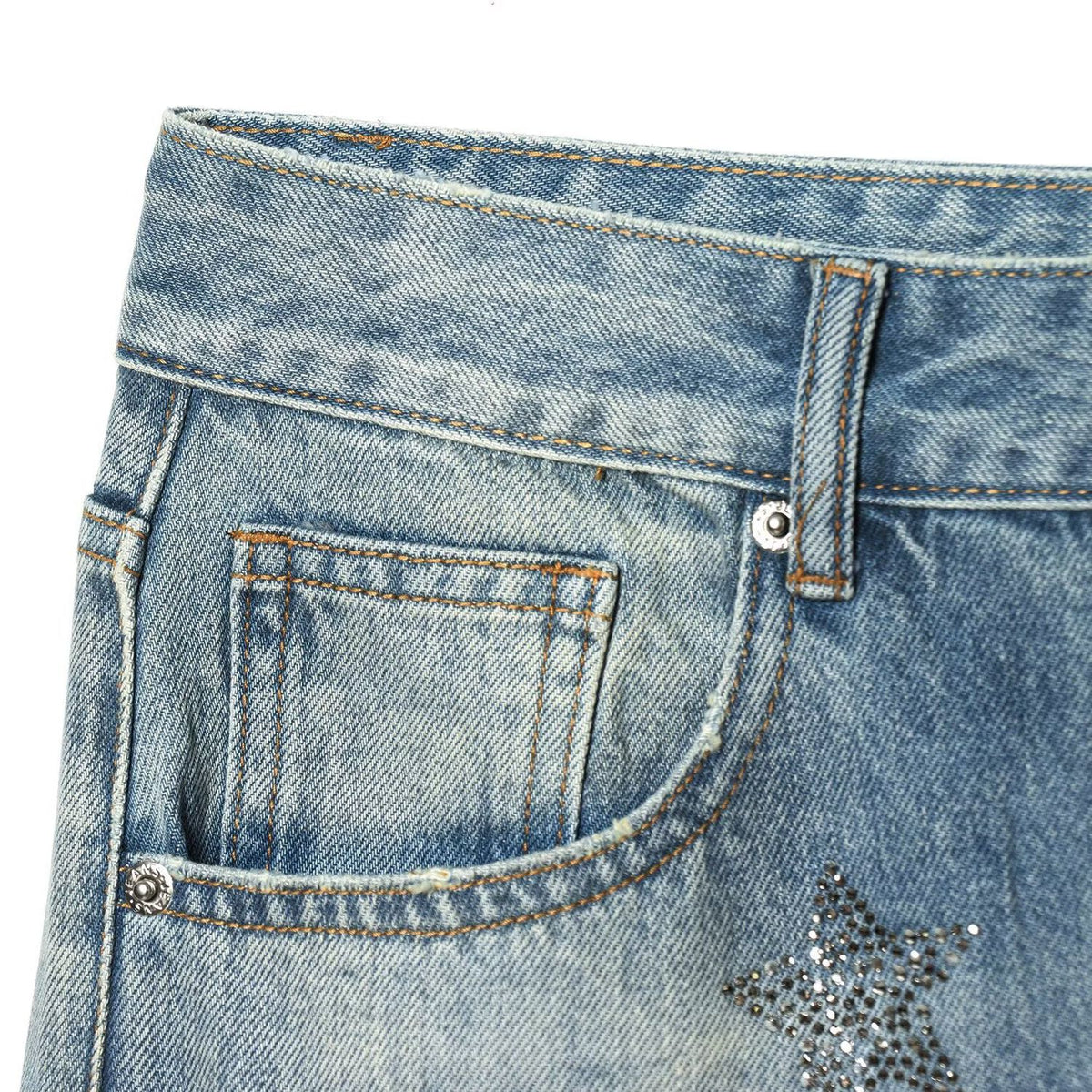 Low waist wide leg starry hot diamond jeans