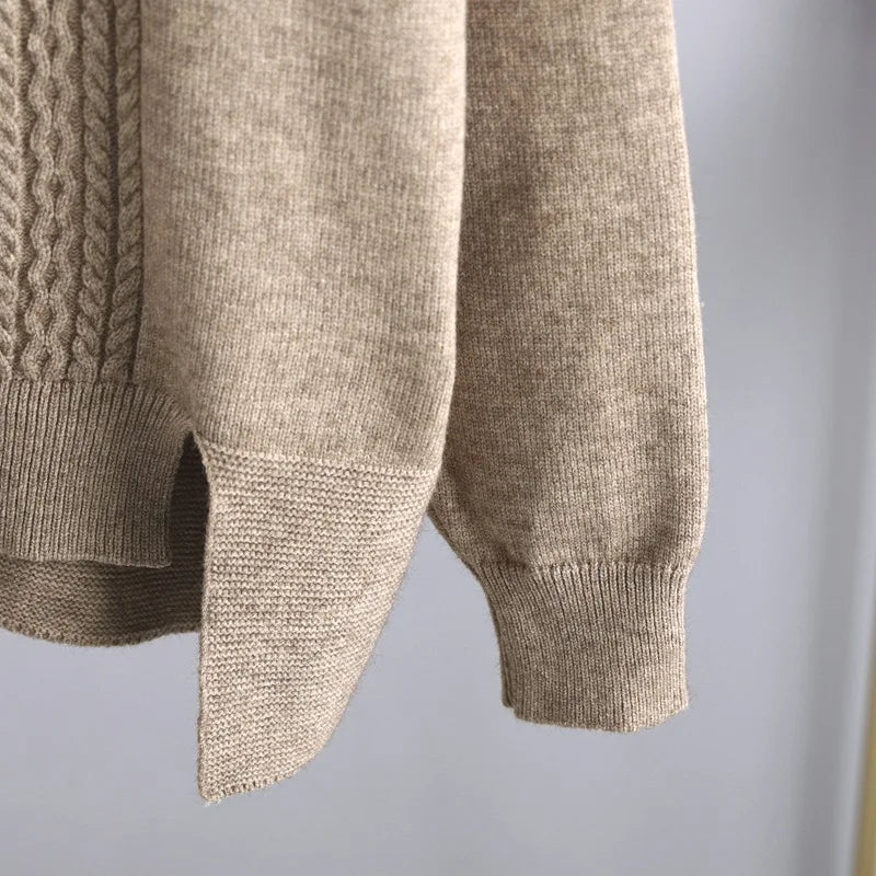 Conjunto de dos piezas para mujer con jersey y pantalón de pierna ancha, grueso y abrigado.
