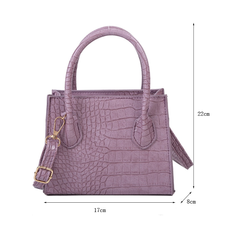 Bolso bandolera pequeño de piel sintética para mujer con efecto cocodrilo