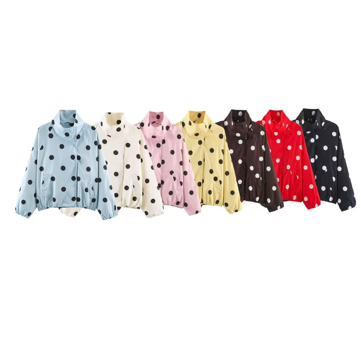 Street polka dot printed pilot jacket