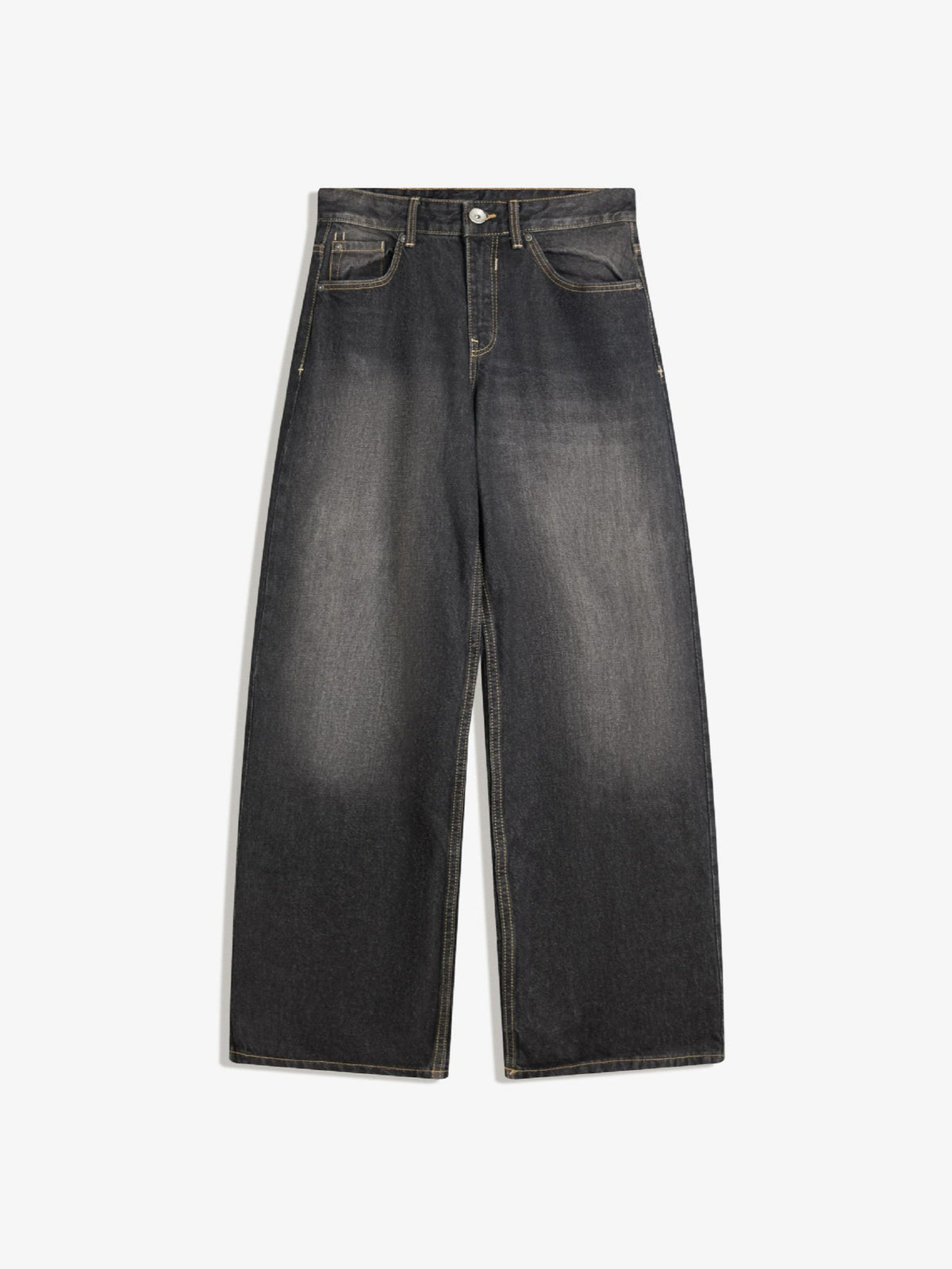 High-Waisted Straight-Leg Tapered Casual Multi-Color Ins Style Wide-Leg Floor-Length Jeans Pants