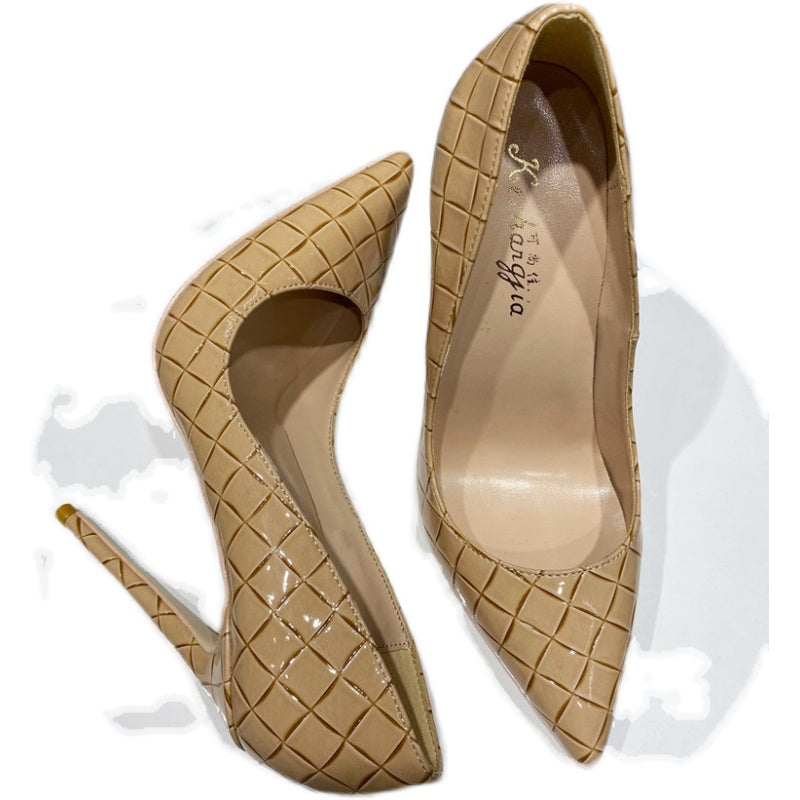 Zapatos de punta fina con diseño trenzado y tacón de aguja de 10 o 12 cm