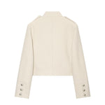 Buckle decoration coarse floral Napoleon coat for women