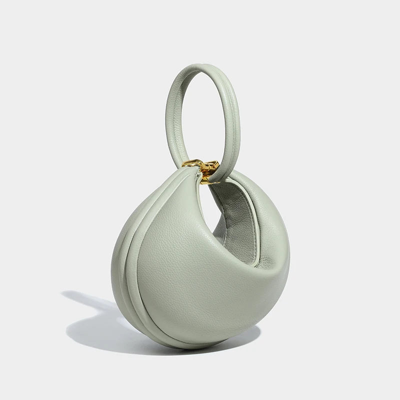 Bolso pequeño de hombro para mujer en piel suave, con forma de media luna