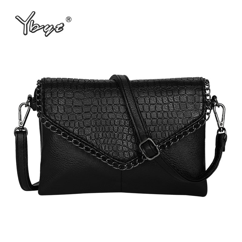 Bolso de fiesta tipo sobre para mujer con cadena y efecto cocodrilo