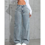 Casual Loose Straight Leg Denim Pants Women Summer Fashion Trendy Long Trousers