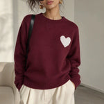 Round neck heart-shaped loose women's sweater