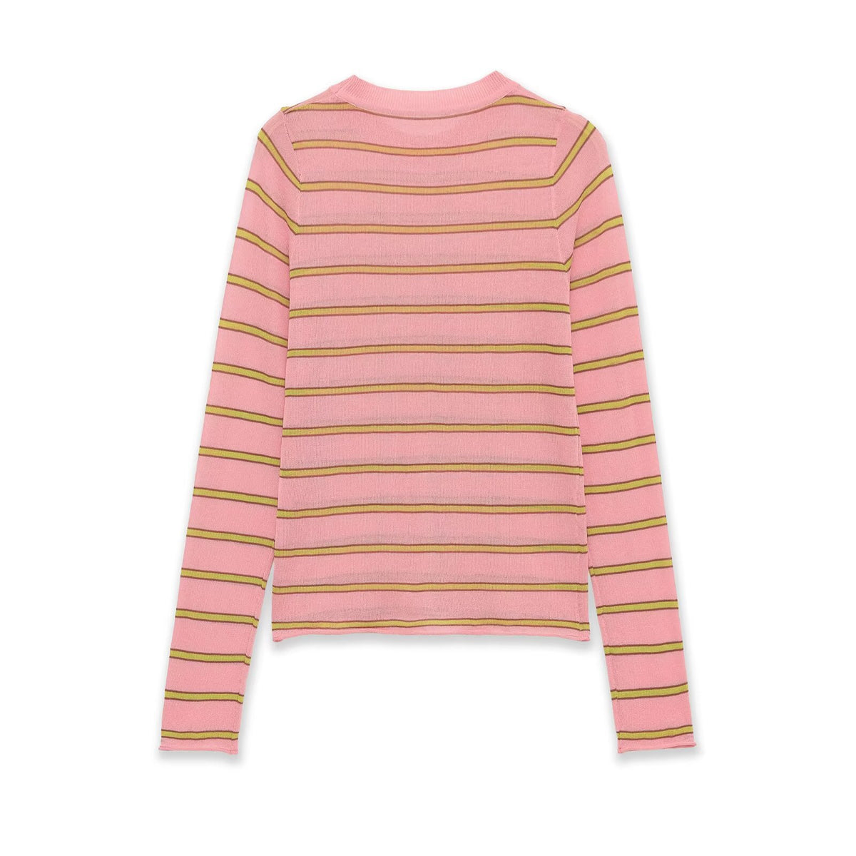 Casual long sleeved round neck striped contrasting knit sweater
