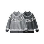 Fair Isle Knit Loose Boho Zip-Up Cardigan Sweater Coat