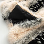 Round neck long sleeved printed faux fur jacket for women