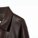 Back pleated leather jacket women's clothing