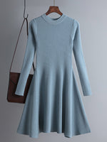 Vestido corto de punto grueso para mujer con corte en A, básico y elegante para otoño e invierno
