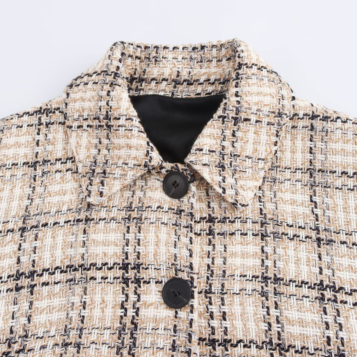 Casual single breasted lapel plaid jacket for women