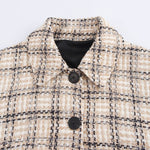 Casual single breasted lapel plaid jacket for women