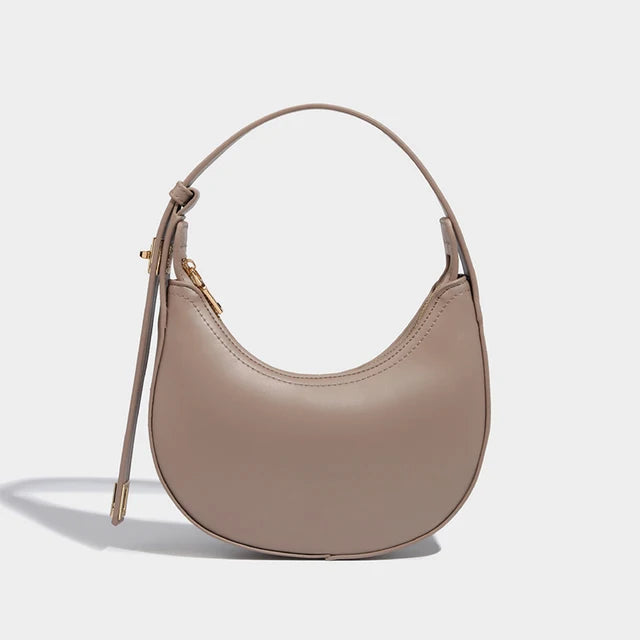 Bolso pequeño de hombro para mujer de piel sintética suave, con forma de media luna