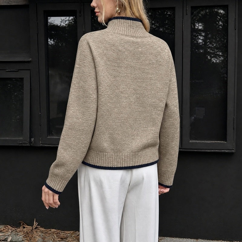 Half high neck sweater for women