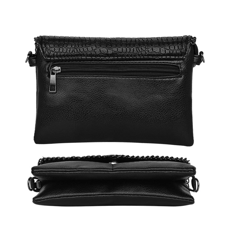 Bolso de fiesta tipo sobre para mujer con cadena y efecto cocodrilo