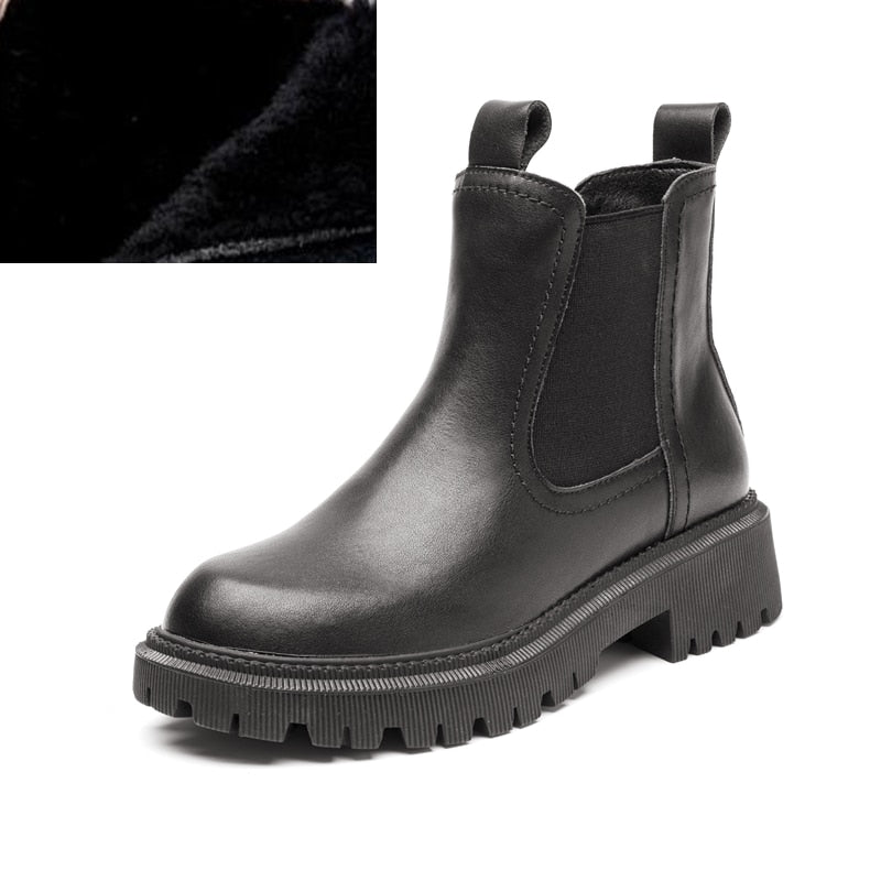 Botines Chelsea AIYUQI de piel auténtica para mujer, estilo retro para otoño e invierno