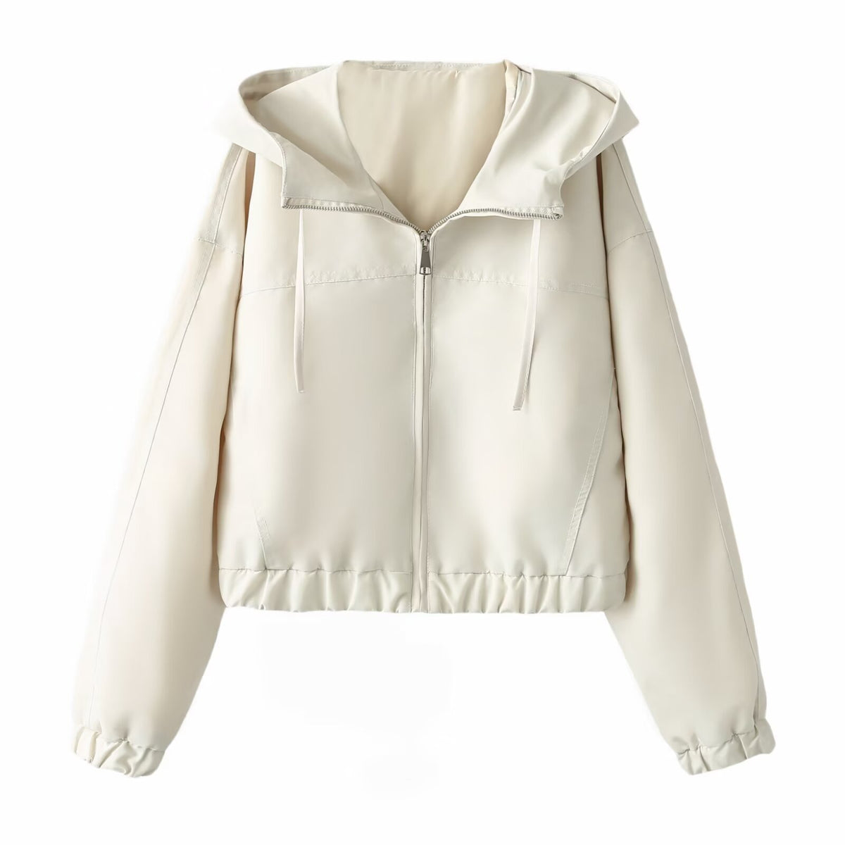 Zipper embellished hooded jacket for women's clothing