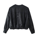 Loose imitation leather bubble sleeve jacket