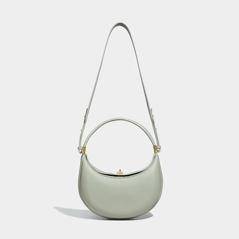 Bolso pequeño de hombro para mujer en piel suave, con forma de media luna